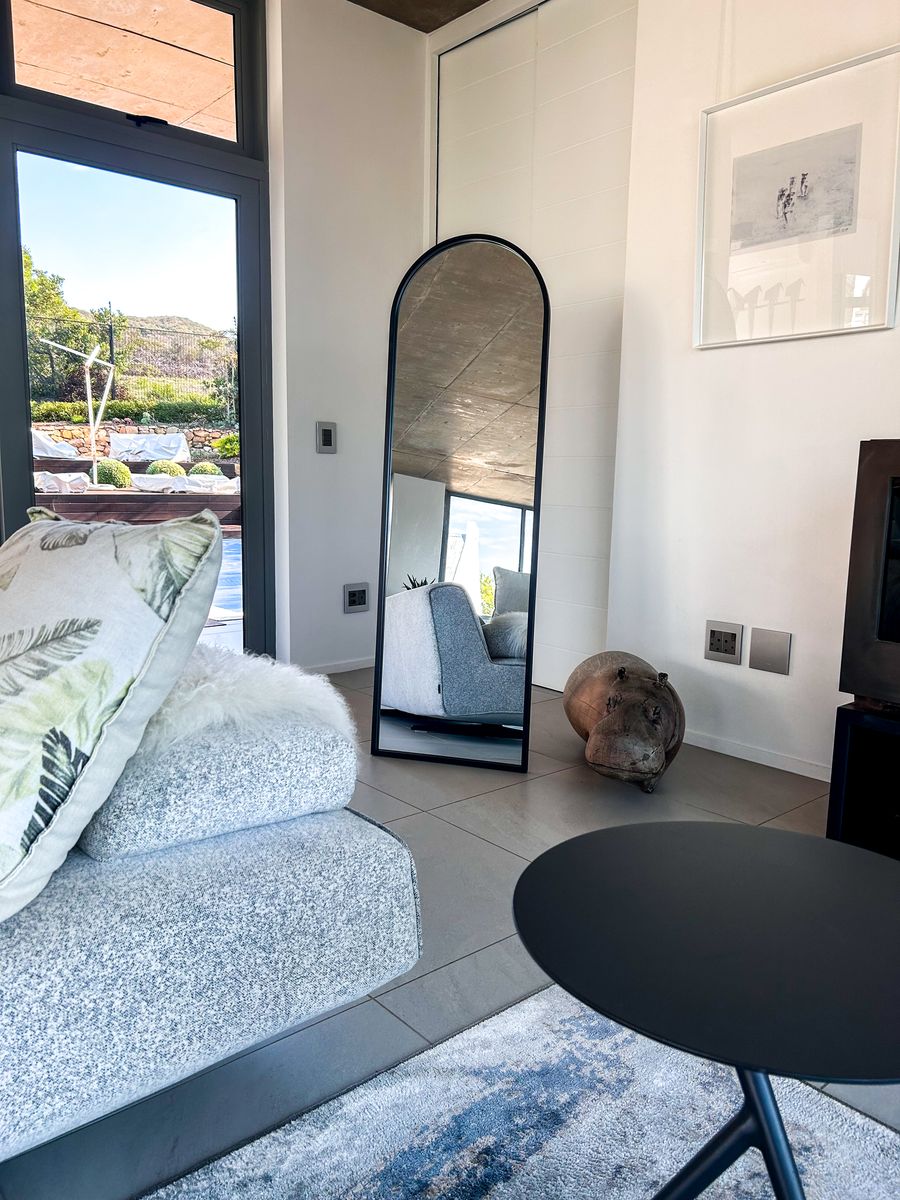HOME IMPEX Designer Full Length Arched Mirror 140x45cm Black Frame
