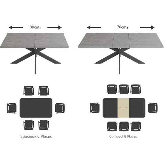 Table à rallonges avec chaises