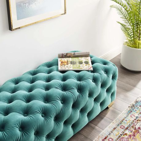 Sensible Tufted Button Bench in Green