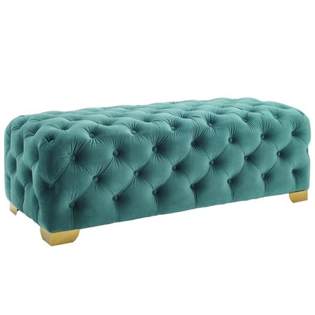 Sensible Tufted Button Bench in Green