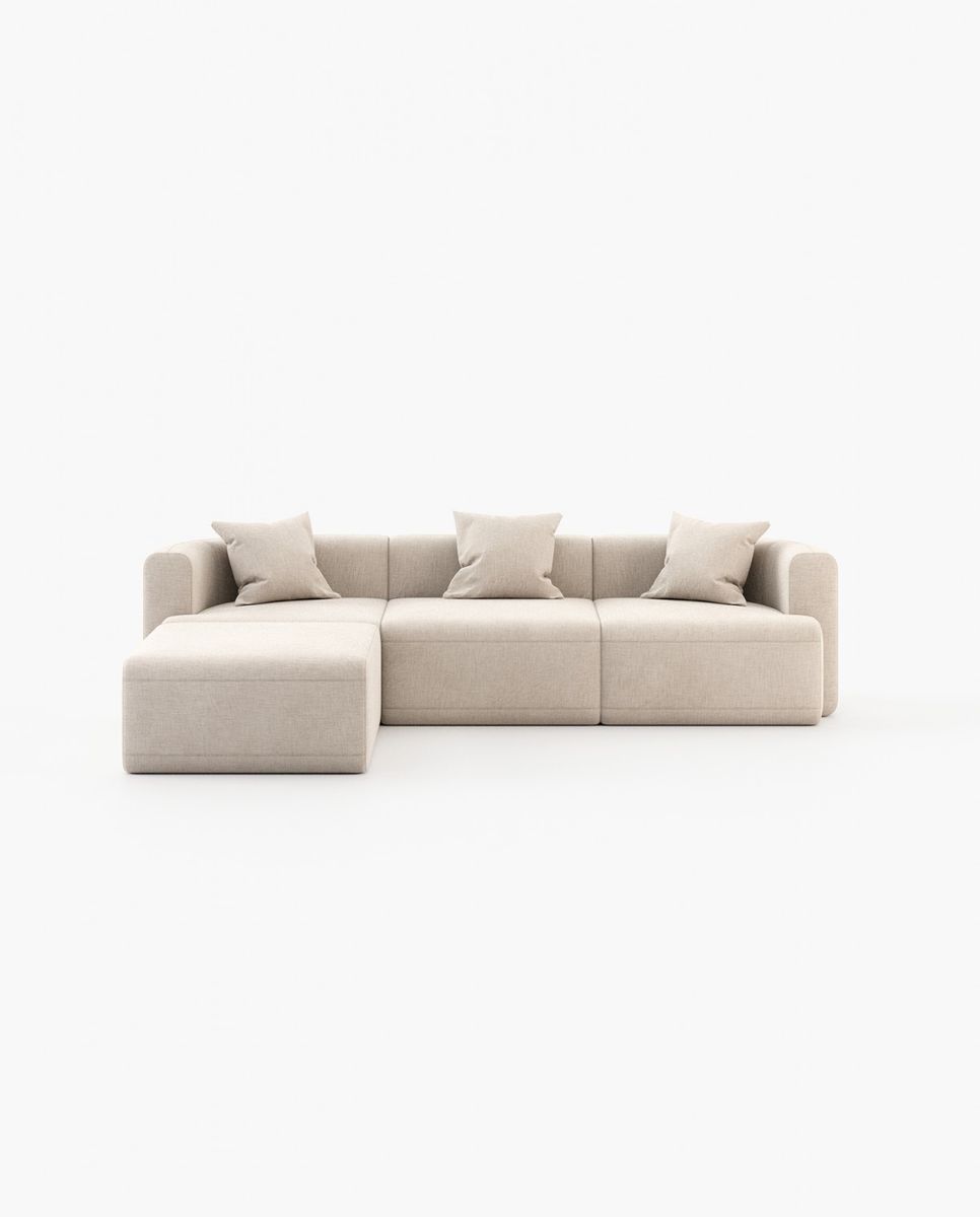Comfy Home Furniture Enzo Sectional 3 Seater Sofa with Storage Ottoman