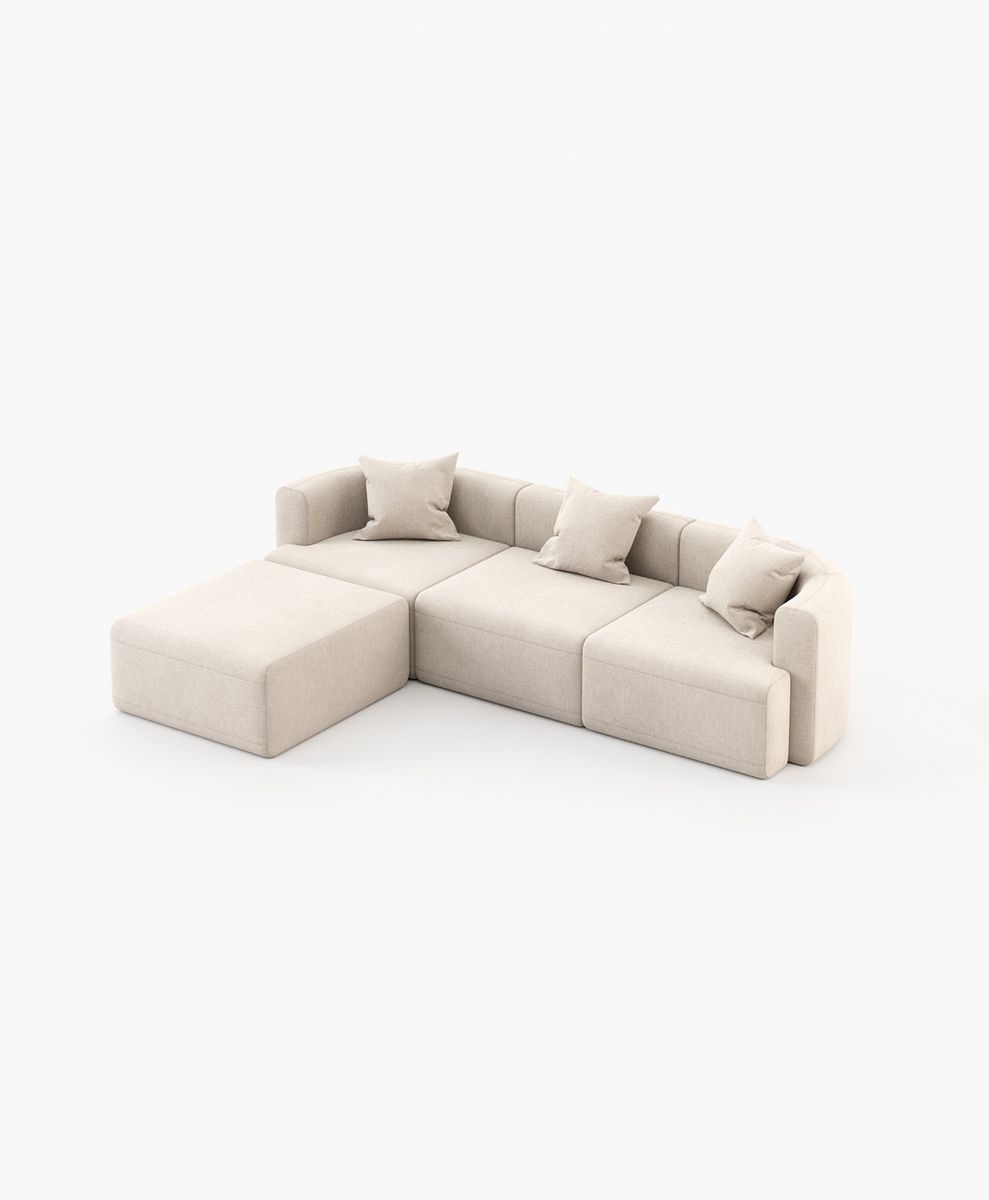 Comfy Home Furniture Enzo Sectional 3 Seater Sofa with Storage Ottoman