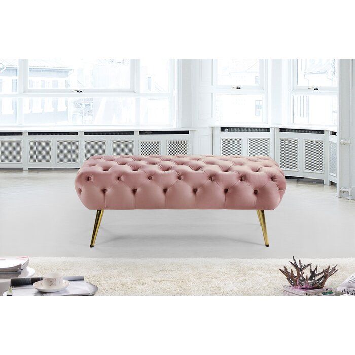 Bowdoin Upholstered Bench in Pink Velvet