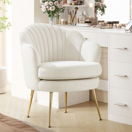 Modern Accent Chair, Velvet-Touch Fabric Leisure Club Chair,arm chair - beige