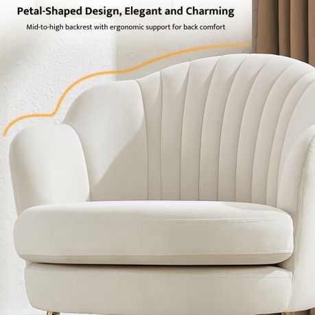 Modern Accent Chair, Velvet-Touch Fabric Leisure Club Chair,arm chair - beige