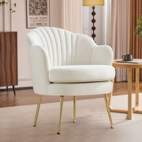 Modern Accent Chair, Velvet-Touch Fabric Leisure Club Chair,arm chair - beige