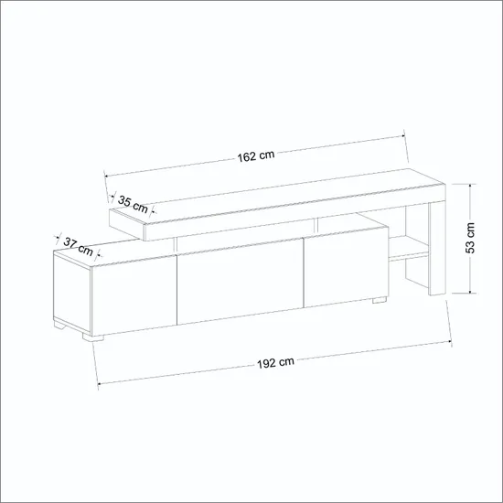 Meuble TV avec éclairage LED - BELIZ - Marbre travertin - 192 x 53 x 37 cm